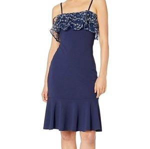 Bebe blue ruffled dress 6